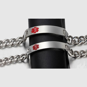 High Quality Silver Stainless Steel Link Chain <strong>Bracelet</strong> <strong>for</strong> <strong>Men</strong> Wholesale Trendy Geometric <strong>Medical</strong> Alert Logo Bangle <strong>Bracelet</strong> - Product Image 4