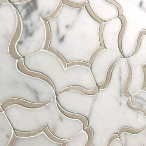 Commercio all'ingrosso Irregolare a getto d'acqua di taglio di piastrelle di <span class=keywords><strong>mosaico</strong></span> di marmo di nuovo disegno - Product Image 1