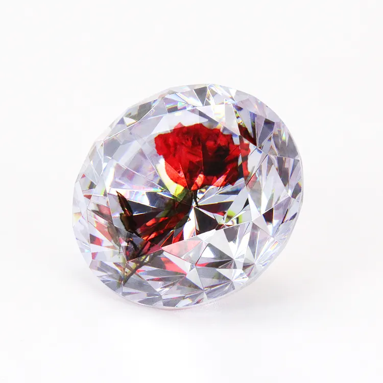 customizable rose pattern photo stone loose gemstone round shape white cubic zirconia for souvenir gift