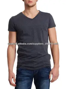 nuevo estilo 2014 algodón blanco v- cuello delgado apretado camiseta con cualquier color para los hombres fabricantes de ropa ch