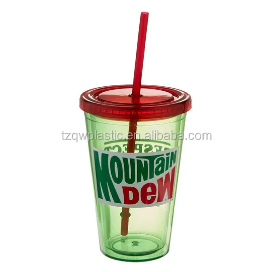 ICUP Mountain Dew - "Respect The Dew" 16oz. Plastic Cup with Straw