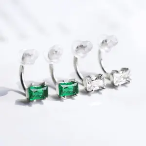 CAOSHI Stud Ear 925 Silver Plating Green White Stone Earrings for Women Fashion Jewelry CZ Stud Earring