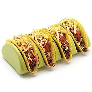 Pemegang taco keramik memegang 4 tacos tegak perlengkapan makan rumah rak taco