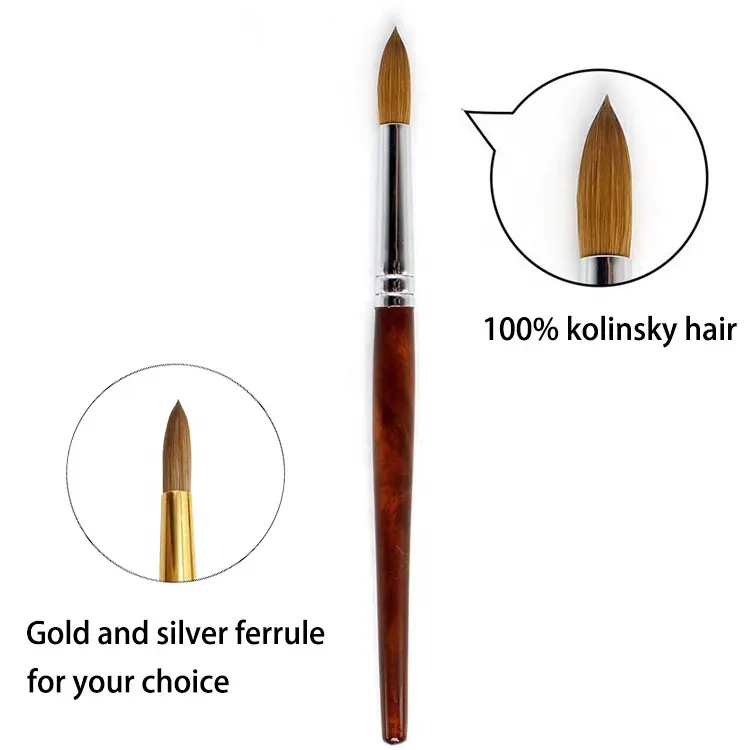 Kolinsky — Offre Spéciale cheveux à manche en bois rouge, Logo personnalisé, 100% poils naturels, pour Nail Art, ponceuse