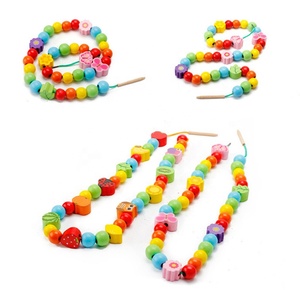 Perline Stringa Albero di natale Giocattolo di Frutta Farfalla Coccinella Stringa di Perline Per Bambini In Legno Threading Giocattolo - Product Image 4