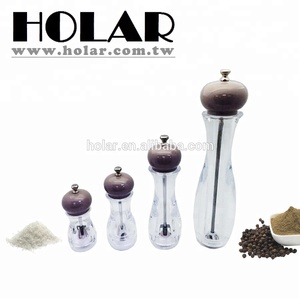 Holar-Molino de pimienta y sal transparente con tapa de madera acrílica y de goma, hecho en Taiwán - Product Image 3