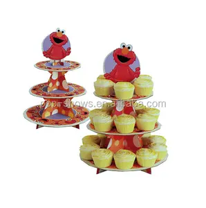 Elmo Chủ Đề Phim Hoạt Hình Thu Hút Kỳ Nghỉ Tùy Chỉnh Tông 3 tầng Cupcake Display Stands