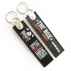 Förderung schwarz gepäck woven schlüssel fob motorrad auto fahrrad stoff moto beute keychain entfernen flug stickerei key tag