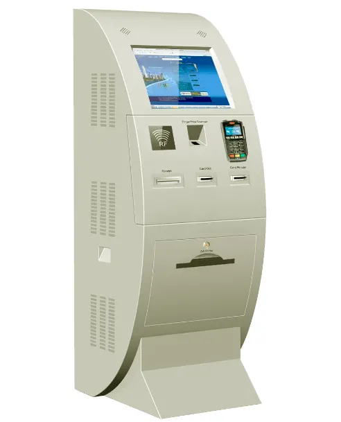 Lobby Hotel check-in Kiosk cash/coin/bank card payment with Room card dispenser