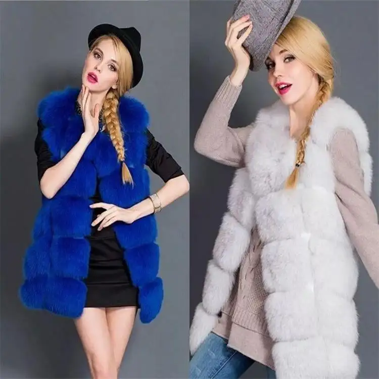 China Factory Supply Hochwertige flauschige und weiche Damen Long Fox Pelz weste Mode Frauen Winter Pelz westen