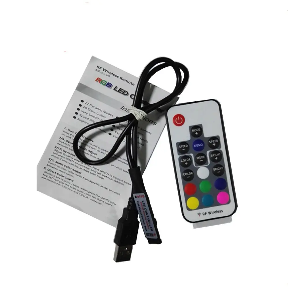 DC5-24V มินิ17key RF การควบคุมระยะไกลไร้สายสำหรับ3528 5050 RGB นำแถบแสง