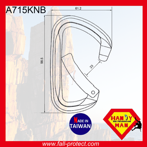 Heavy duty Rescue Outdoor Aluminum Material Bent Gate Rock Climbing D type Carabiner - Product Image 4