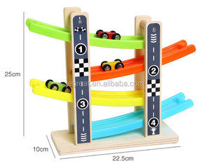 Legno <span class=keywords><strong>Auto</strong></span> Da Corsa Rampa Set 4 Corsie Pista <span class=keywords><strong>per</strong></span> I Più Piccoli bambini bambini - Product Image 4