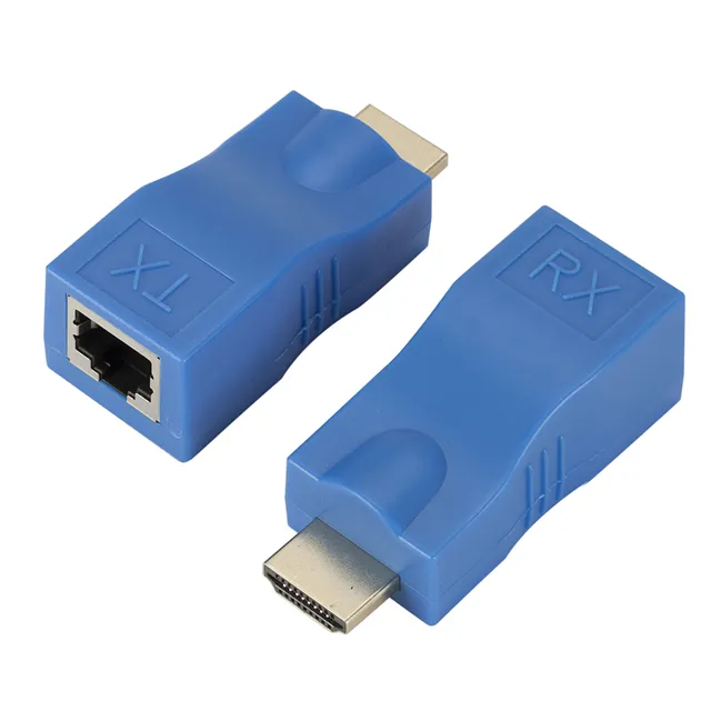 Extensor de red HDMI RJ45, 30M, convertidor de Cable HDMI a RJ45, repetidor divisor de Cat 5e Cat 6 1080P