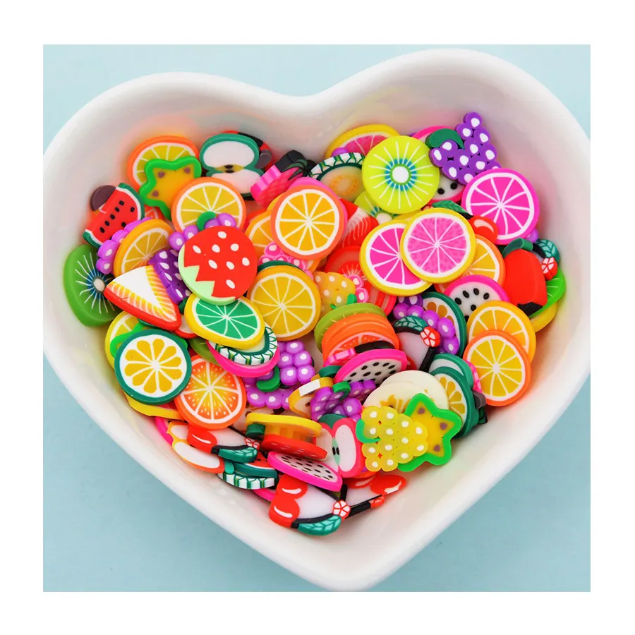 1KG 20 MM Polymer Clay Fruit Slices / Charms for DIY Crafts, Slime and Jewelry Accessories