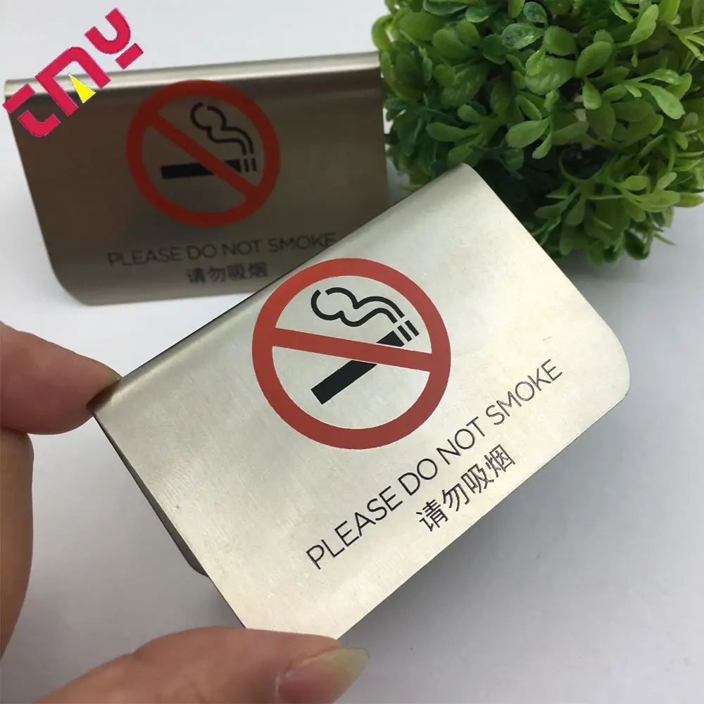 Custom Metal No Smoking Sign Silkscreen Printing Etched Fill In Ink Process For Hotel For Restaurant Dining Hall