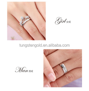 316 in acciaio inox <span class=keywords><strong>re</strong></span> e regina anello placcato oro rosa fidanzamento e fede nuziale - Product Image 2