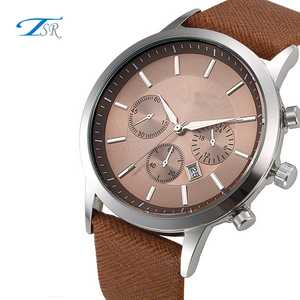 Montre à quartz élégante et abordable avec bracelet en cuir, boîtier en alliage, cadran en cristal, pour homme, résistante à l'eau, cadran <span class=keywords><strong>de</strong></span> 45 mm, vente en gros - Product Image 1
