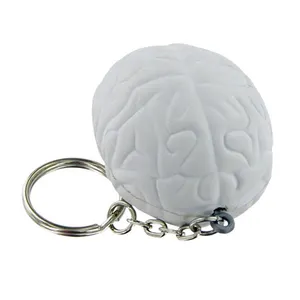 Groothandel Custom Medische Educatief Gift Brain Vorm Sleutelhanger Pu Foam Stress Release Sleutelhanger