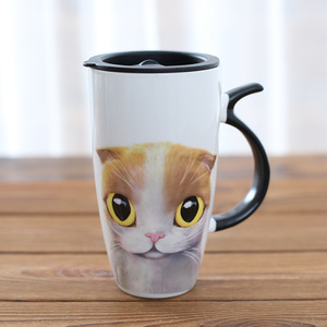 Taza <span class=keywords><strong>de</strong></span> Café <span class=keywords><strong>de</strong></span> Cerámica <span class=keywords><strong>de</strong></span> Porcelana Única con <span class=keywords><strong>Diseño</strong></span> <span class=keywords><strong>de</strong></span> Gato <span class=keywords><strong>de</strong></span> Dibujos Animados Creativo <span class=keywords><strong>de</strong></span> Gran Capacidad <span class=keywords><strong>de</strong></span> 500 ml <span class=keywords><strong>de</strong></span> Zogift con Cuchara en el Asa - Product Image 3