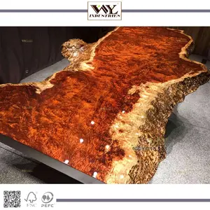 Mesa de losa de borde vivo de madera maciza de lujo Bubinga