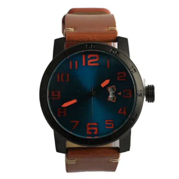 Japan movt stainless steel case brown grain watch