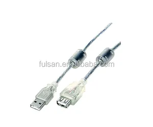 High Quality USB 2.0 Extension Cable with 2 Ferrites a male to a female computer cable