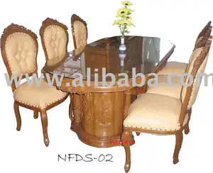 Mesas de jantar E Cadeiras De Madeira Mão Esculpida mobília do quarto clássico