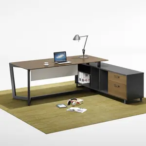 Chinese manufacture modern office furniture wood veneer top steel leg office desk executive desk