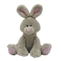 ตุ๊กตากระต่ายผ้ากำมะหยี่สีเทาสำหรับเด็ก,ขนาด25ซม. มีหูสีชมพูขนาดใหญ่ปรับแต่งโลโก้ได้ตามต้องการ