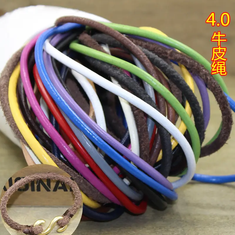 Handmade Band 4mm Genuine Round Leather Cord for DIY Jewelry Necklace Bracelet Making String