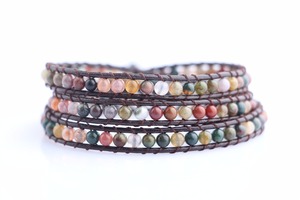 Alli baba com la dernière conception naturel turquoise et topaze pierre gainé de cuir bracelet, bijoux de mode 2017 - Product Image 2