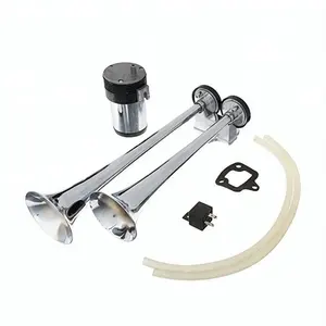 Luid 118dB 2/Dual Trompet Trein Luchthoorn met Compressor Volledige Compleet Systeem/Kit Chrome, 12 V - Product Image 1
