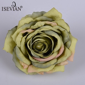 ISEVIAN commercio all'ingrosso di alta qualità del tessuto <span class=keywords><strong>fiore</strong></span> teste <span class=keywords><strong>scuro</strong></span> <span class=keywords><strong>viola</strong></span> e champagne fiori artificiali rosa teste - Product Image 6