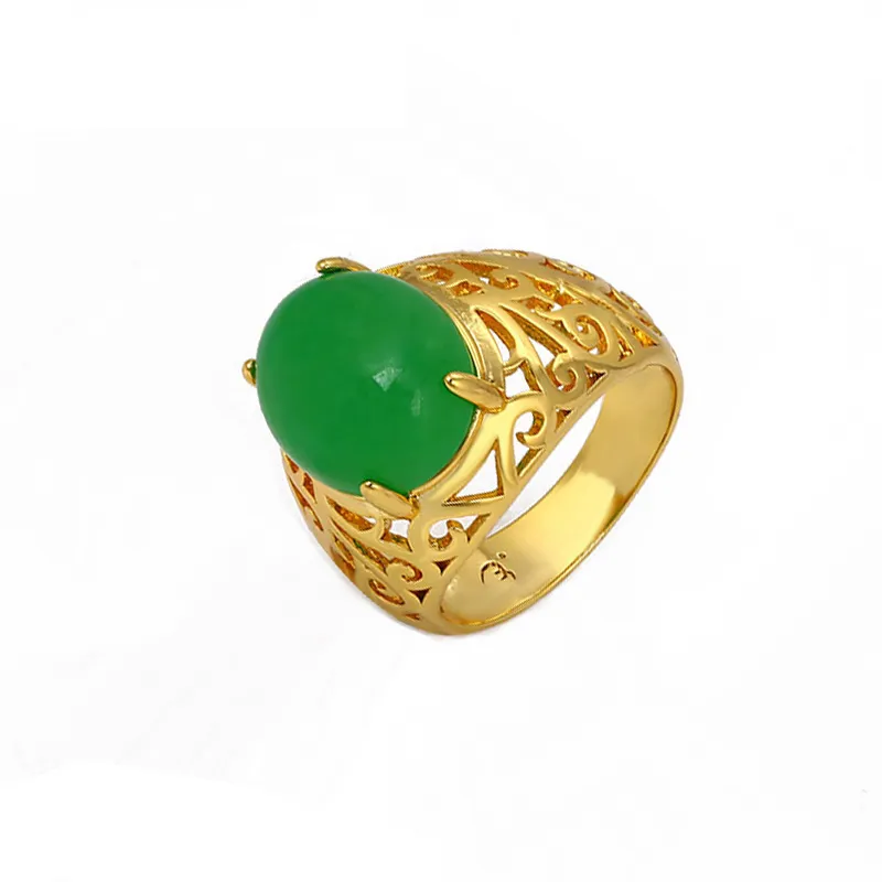 Xuping fashionable jewelry 24k gold plated high quality jade ring