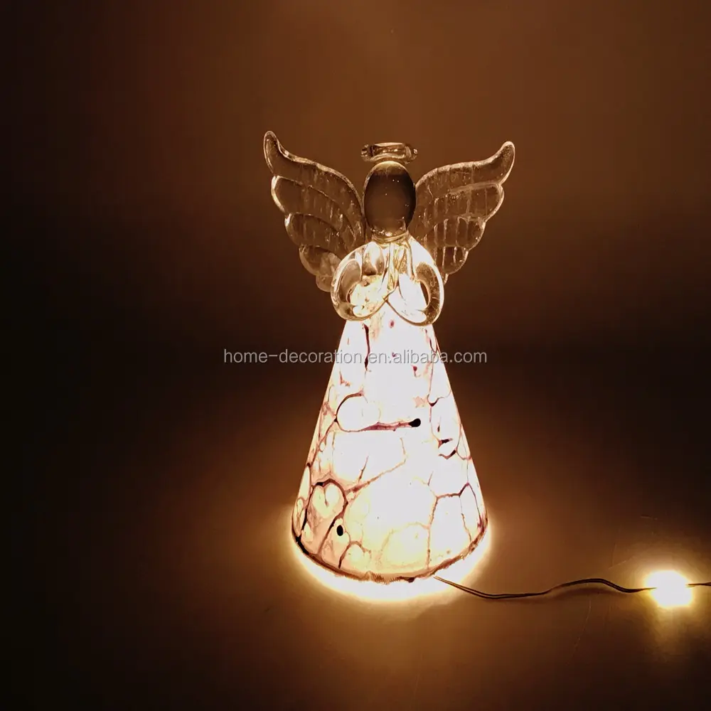 special design glass angel with led light manufacturer directly