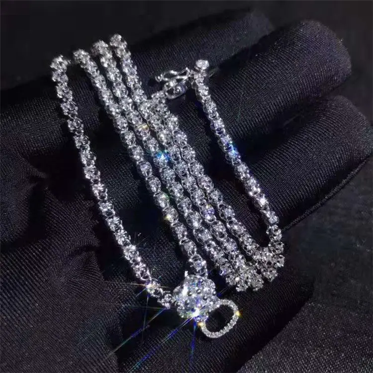 elegant ladies party wear diamond jewelry 18k gold 2.58ct natural white diamond pendant necklace