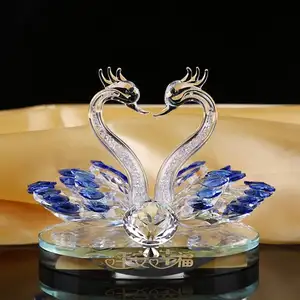 Modische Glas Kristall Schwan Paar Figuren Nach Kristall Schwan Für Hochzeit Souvenirs