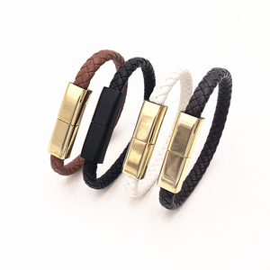 Général De Mode Pour Hommes Et Femmes Personnalisé Bracelet En Cuir Marron Chargeur USB Câble de Données Pour téléphone Portable - Product Image 1