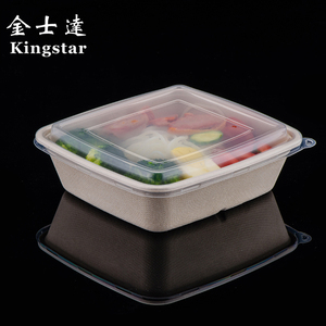 Precio de fábrica caña abierta fácilmente tapa plana de plástico para compostables pulpa lonchera - Product Image 4