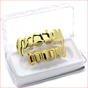 Blues atacado cor ouro <span class=keywords><strong>real</strong></span> Fang vampiro fundo de Halloween dentes lisos Grillz conjunto TG106-G1 - Product Image 1
