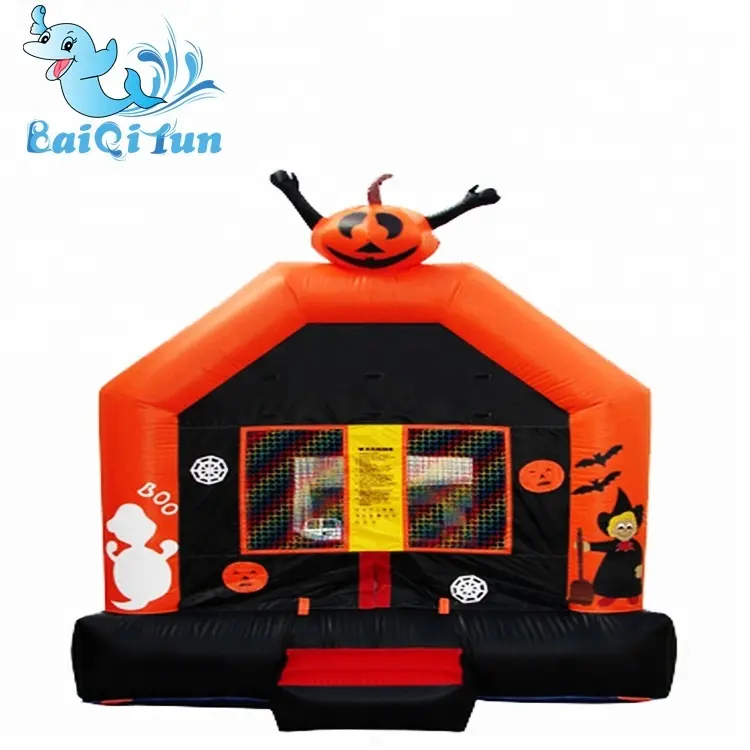 Bounce House for Halloween, Inflatable Halloween Castle, Pumpkin Bounce House