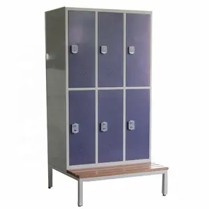 Indoor Furniture Changing Room Storage Bench with Six doors Metal Locker