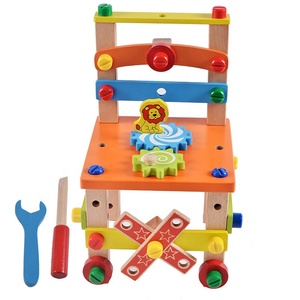 Children toys wholesale children kids DIY nut thumbscrews Tool Arm Chair Wood toy - Product Image 5