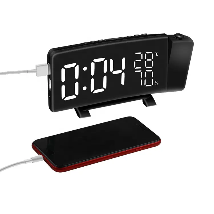 Reloj despertador de Radio FM con carga USB y retroiluminación LED