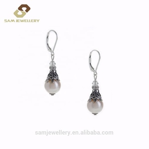 Gioielli con orecchini a gancio a Clip in argento Sterling 925 con conchiglia in pietra Marcasite retrò
