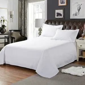 最畅销的欧洲风格 100% 棉普通床单单双床单白色为酒店