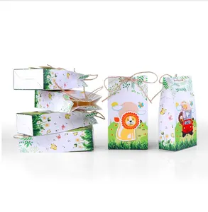 Jungle Party Trang Trí Baby Shower Sinh Nhật Chủ Đề Động Vật Đảng Favor Box Goodie Bag