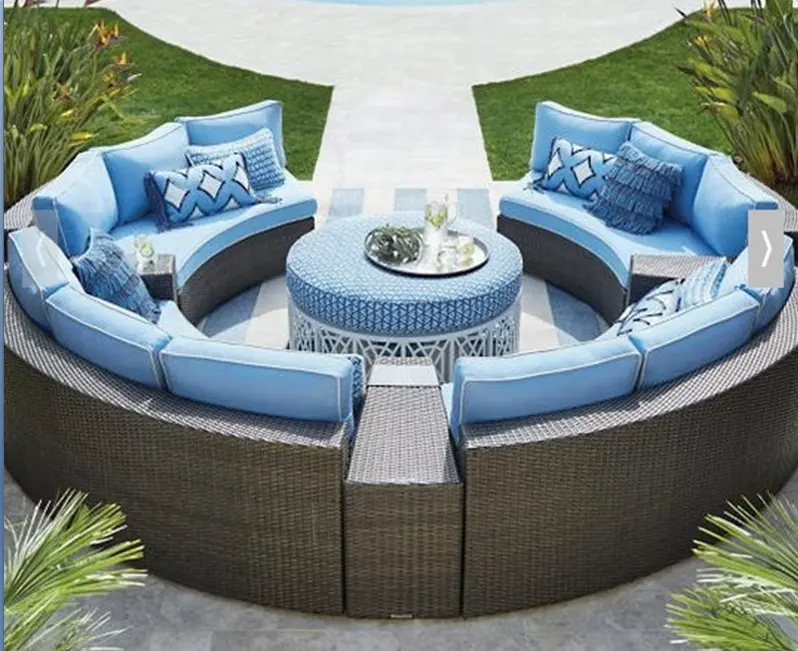 Outdoor patio garden wicker curved sectional sofa set furniture china
