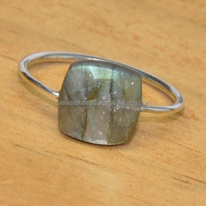 Cushion Shape <b>Labradorite</b> Gemstone 925 Sterling Silver Gold Plated <b>Ring</b> Jewelry - Product Image 1